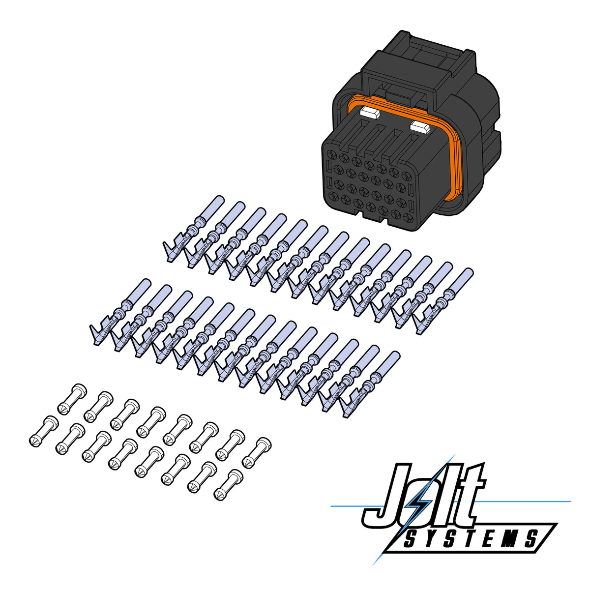 Jolt Systems SuperSeal 1.0 26-position Key D ECU connector kit with terminals and cavity plugs for Holley EFI J4.