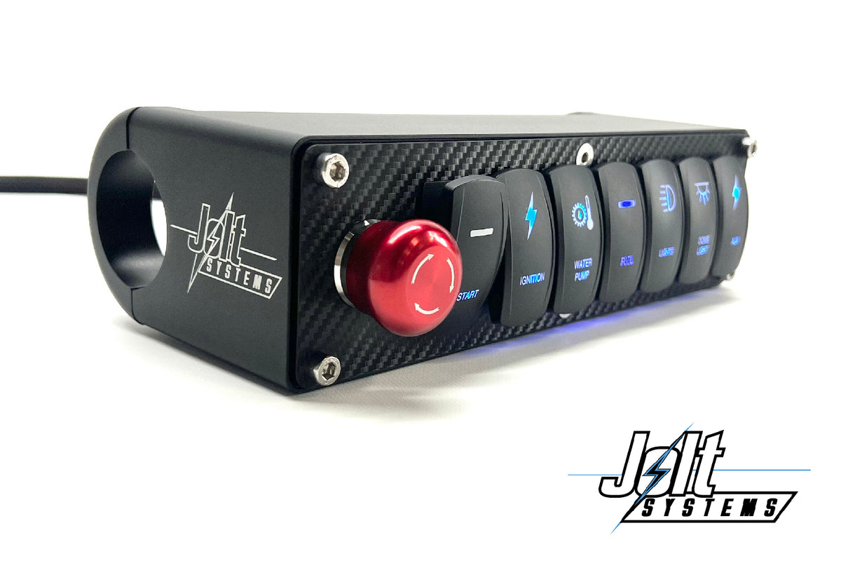 Estop Rocker Switch Roll Bar Mount Switch Box - 7 Rocker & E-Stop, Pre-Wired – Jolt Systems